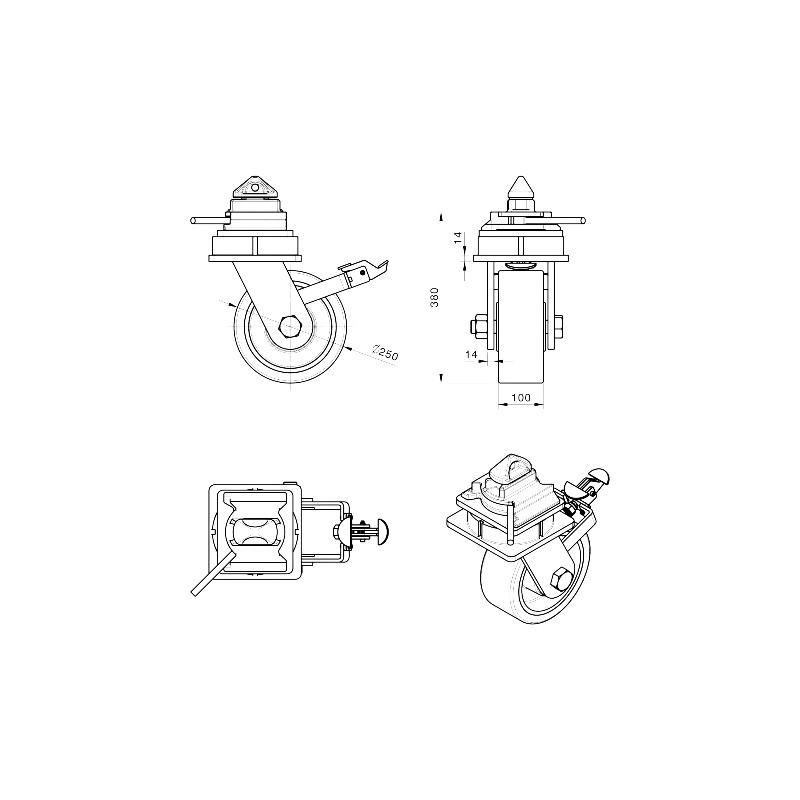 roulette pivotante pour conteneur capacité de charge 4 500 kg roulette pivotante pour conteneur capacité de charge 4 500 kg